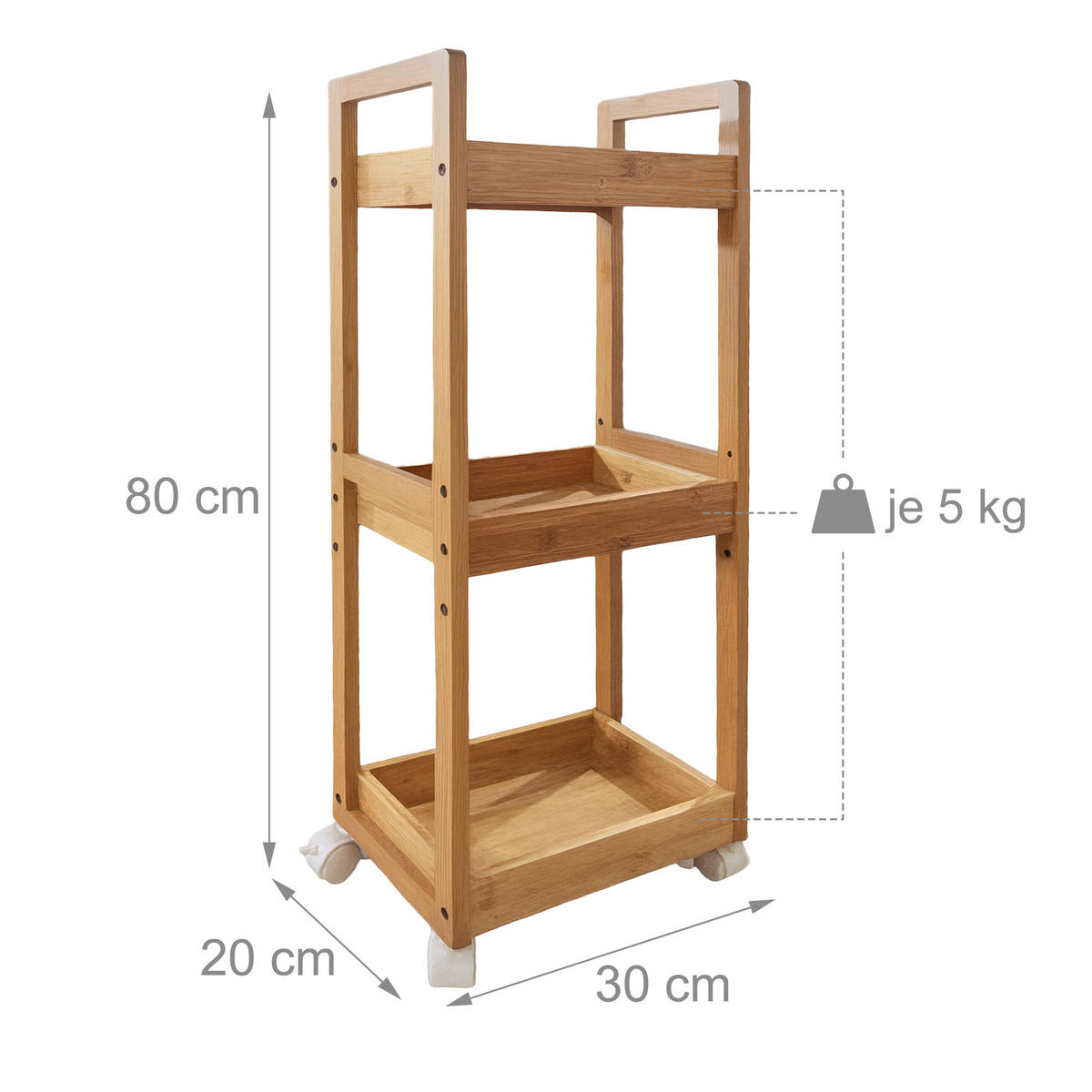VOZIČEK - svetlo rjava, leseni material/les (30/80/20cm) - Relaxdays