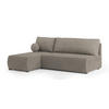 ECKSOFA PARVELO Beige Plüsch-Stoff mit Schlaffunktion - Beige, Holz (200/143cm) - MASSENO
