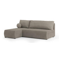 ECKSOFA PARVELO Beige Plüsch-Stoff mit Schlaffunktion - Beige, Holz (200/143cm) - MASSENO