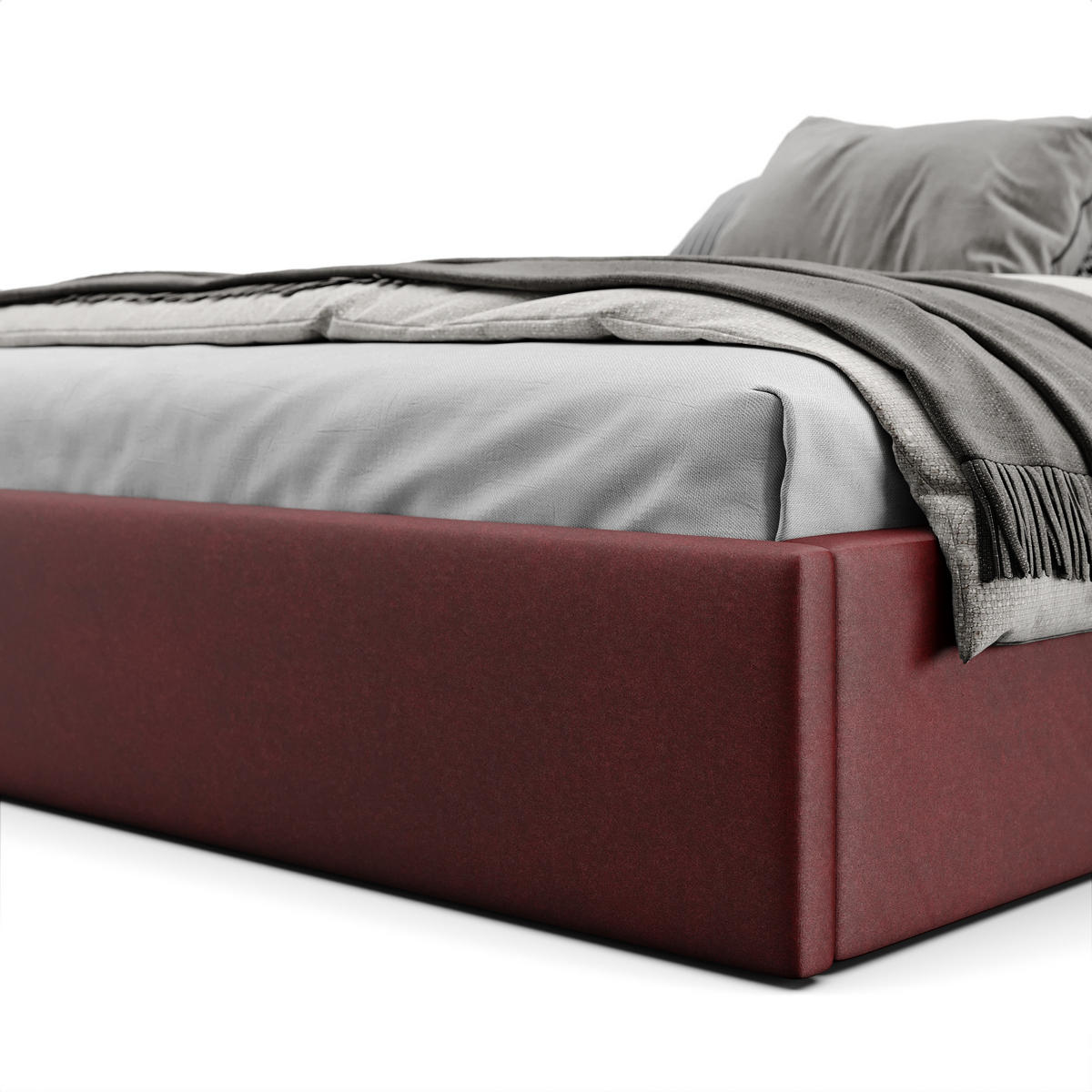 POLSTERBETT 120x200cm Bett mit Stauraum Lattenrost Weinrot - Weinrot, Holz/Holzwerkstoff (120/200cm) - Muralo