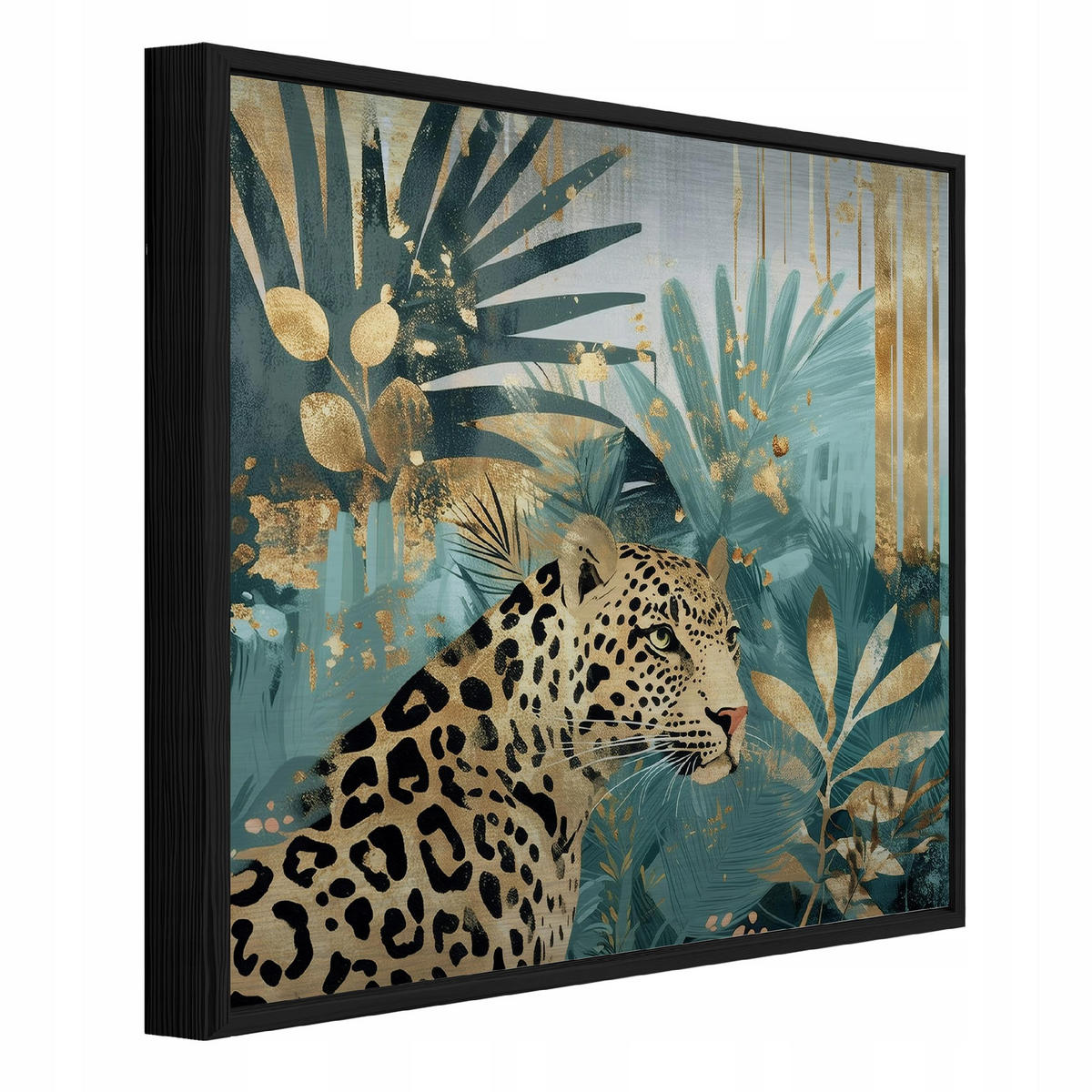 BILDER mit Rahmen Lampard Blätter Grün 80x80 cm - Multicolor, Metall (80/80cm) - Wallarena