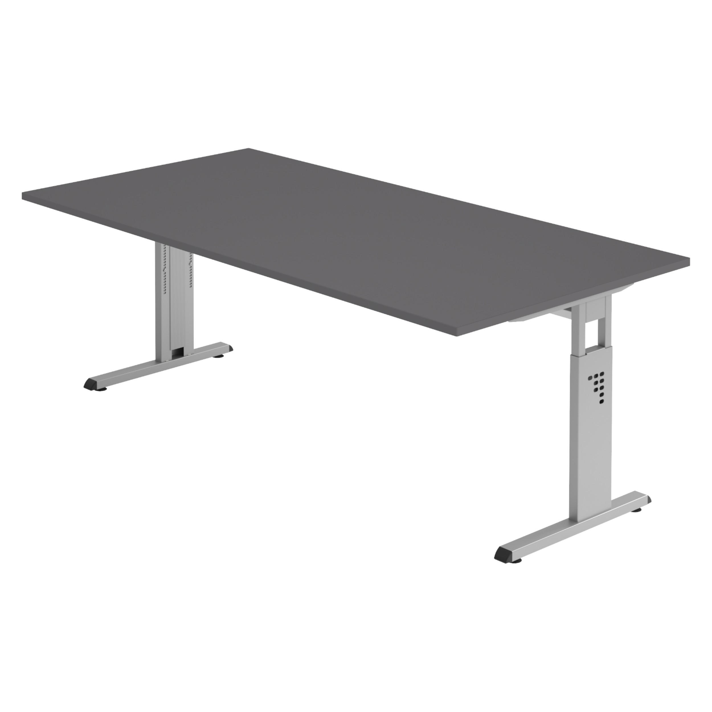 SCHREIBTISCH Serie-O 100/200/74 cm in Graphitfarben/Silberfarben - Silberfarben/Graphitfarben, Holzwerkstoff (100/200/74cm) - bümö