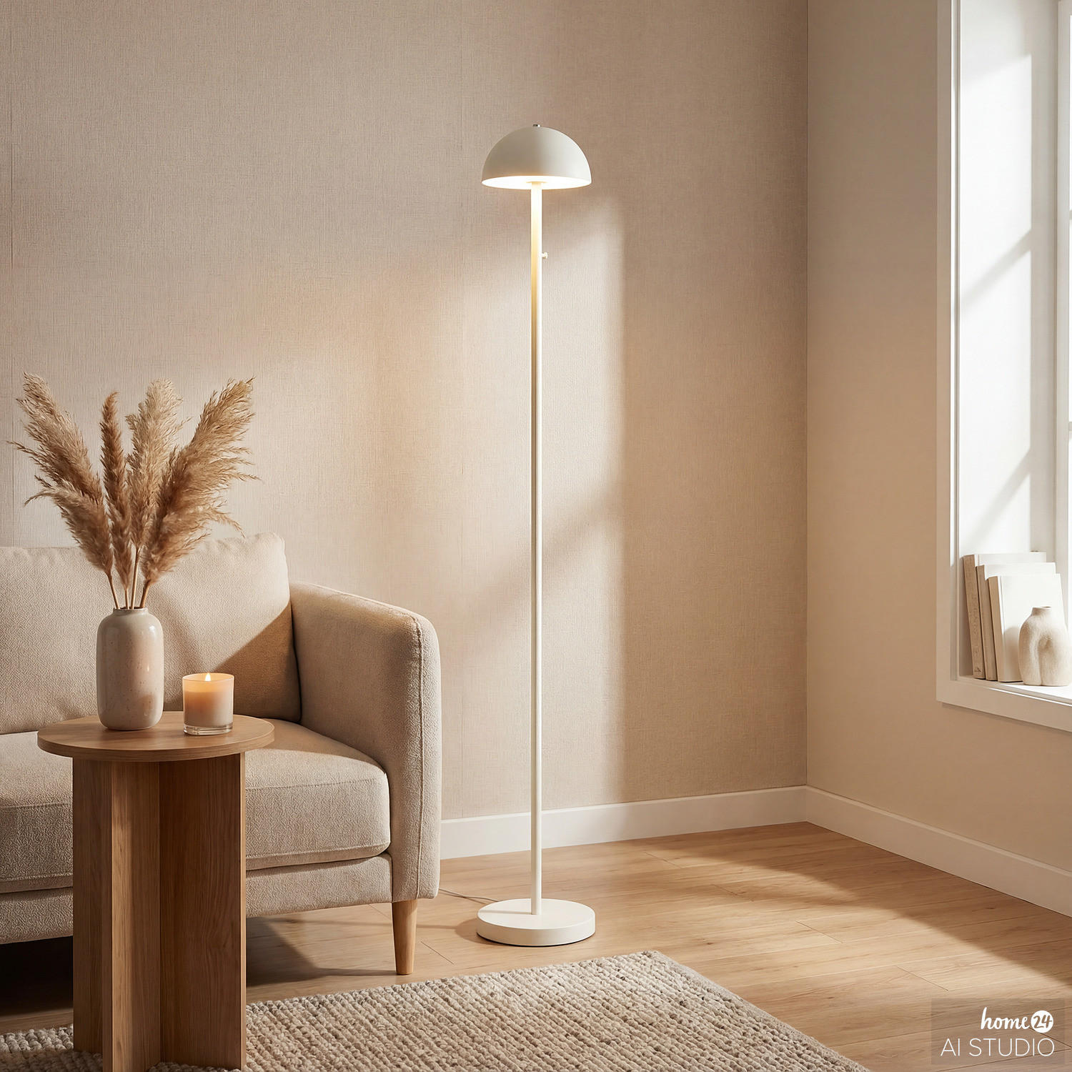 AKKU-STEHLEUCHTE - Dimmbar - Eisen / Kunststoff - Beige, Kunststoff/Metall (18/18/120cm) - home24