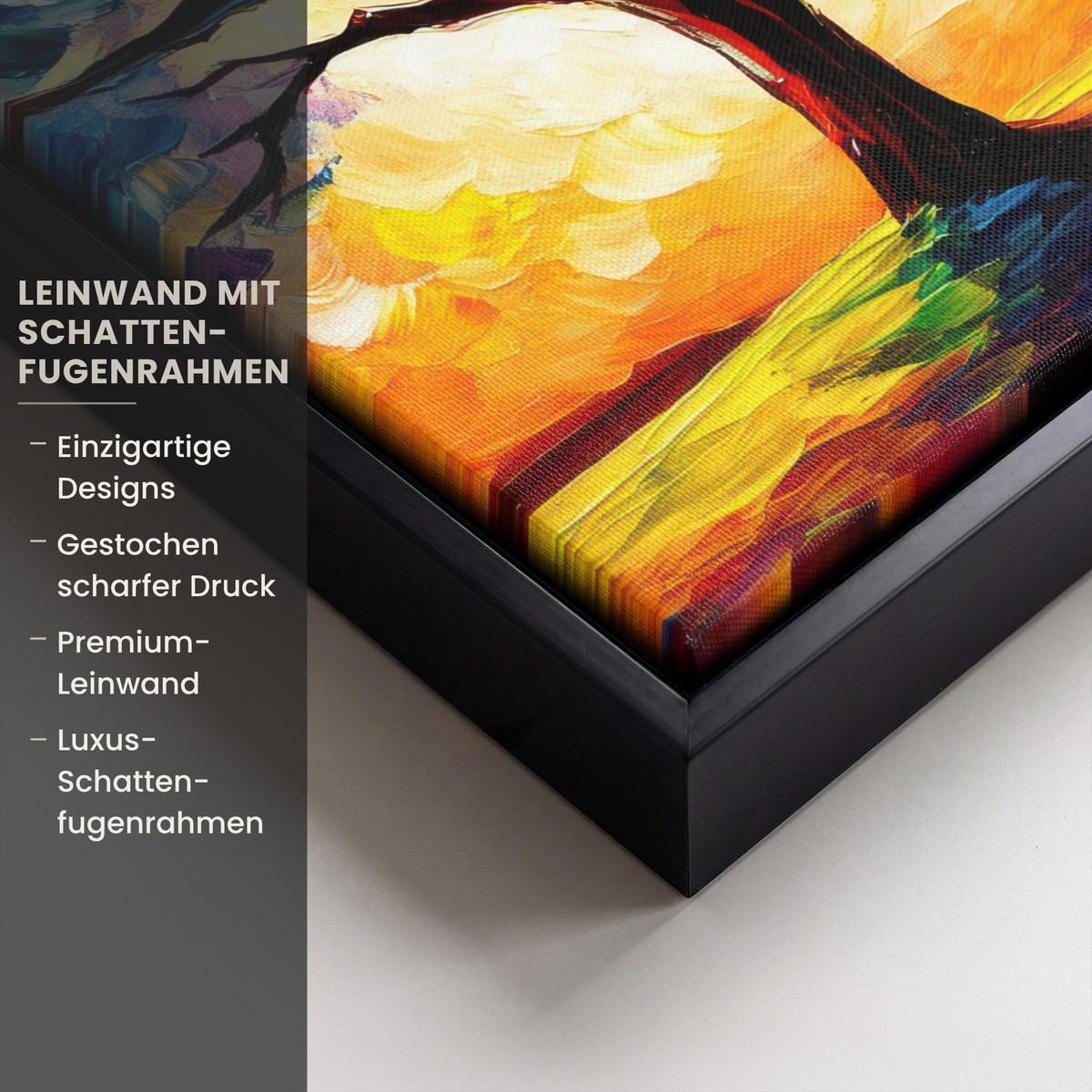 LEINWAND Bilder mit Rahmen - Baum - Kunst - Natur - Sonnenuntergang - 20x30 - Multicolor, Textil (20/30cm) - MuchoWow
