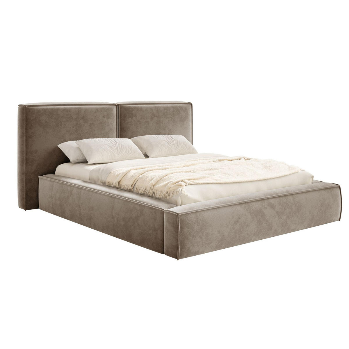 POLSTERBETT Tilves Hellbraun 200x200 cm - Hellbraun/Schwarz, Kunststoff/Textil (200/200cm) - Selsey