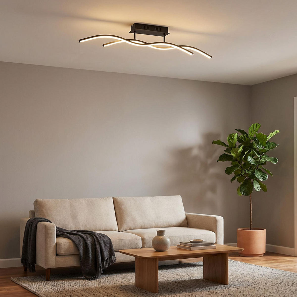 LED DECKENLEUCHTE MARIUS Schwarz Graphit - Schwarz, Metall (88/8/15.5cm) - Globo Lighting