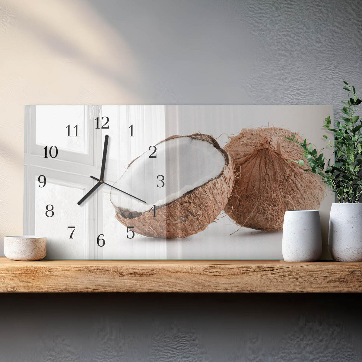 WANDUHR 60x30 cm - Graswasser - Braun, Glas (60/30/0.4cm) - TULUP
