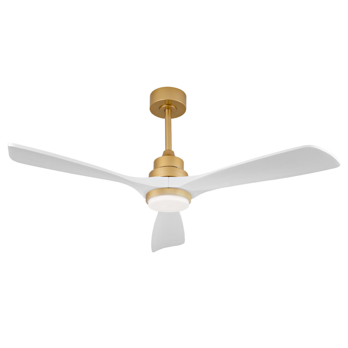 DECKENVENTILATOR DE-16253 52 Zoll mit Massivholzflügeln & Fernbedienung Weiß-Gold - Weiß, Holz/Metall (132/132/40cm) - ComfortXL
