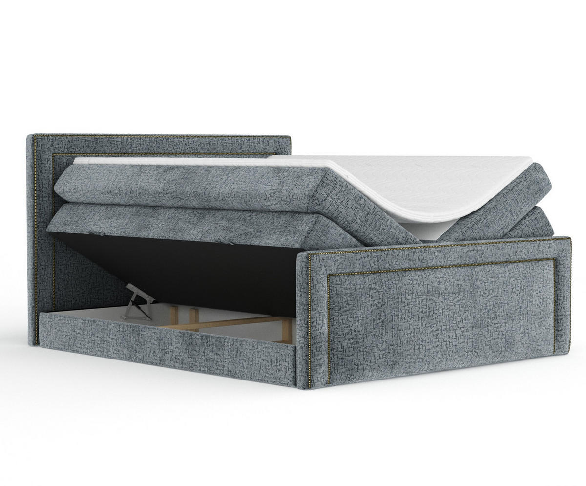 BOXSPRINGBETT Luxora Blau Grau 140/200 cm - Blaugrau/Schwarz, Holz/Holzwerkstoff (140/200cm) - Maison de Reve