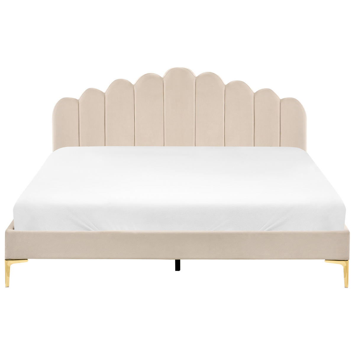 BETT mit Lattenrost 180/200 cm Samtstoff Beige Sauvian - Beige, Textil (180/200cm) - Beliani