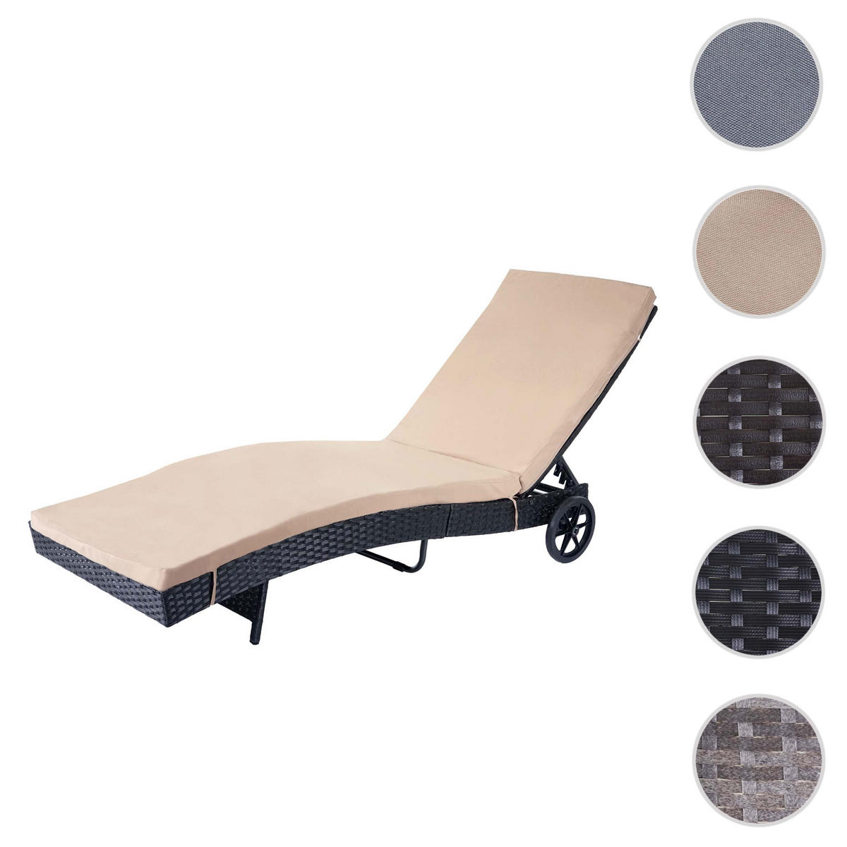 SONNENLIEGE Anthrazit, Beige - Anthrazit/Beige, Kunststoff (60/91/205cm) - MCW