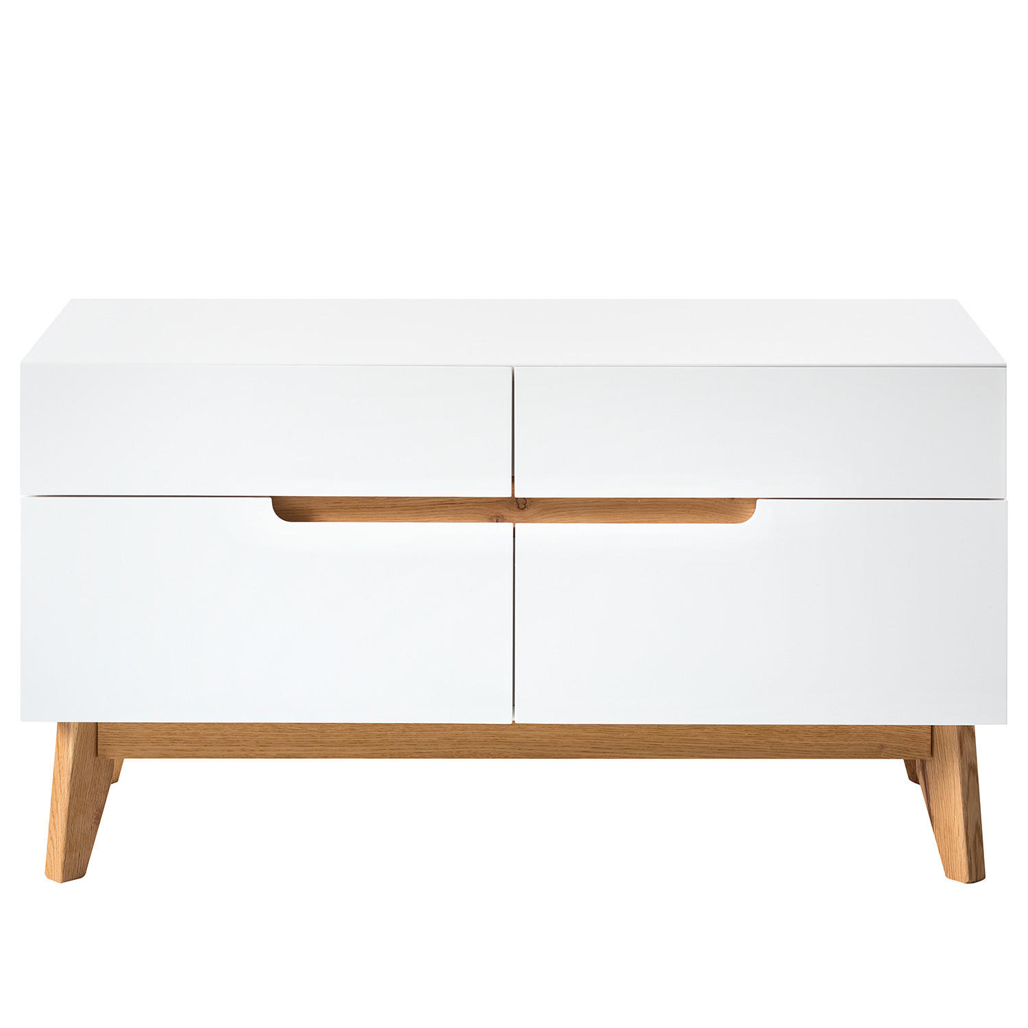 GARDEROBENBANK - Eiche teilmassiv - Weiß, Holzwerkstoff (97/53/40cm) - home24