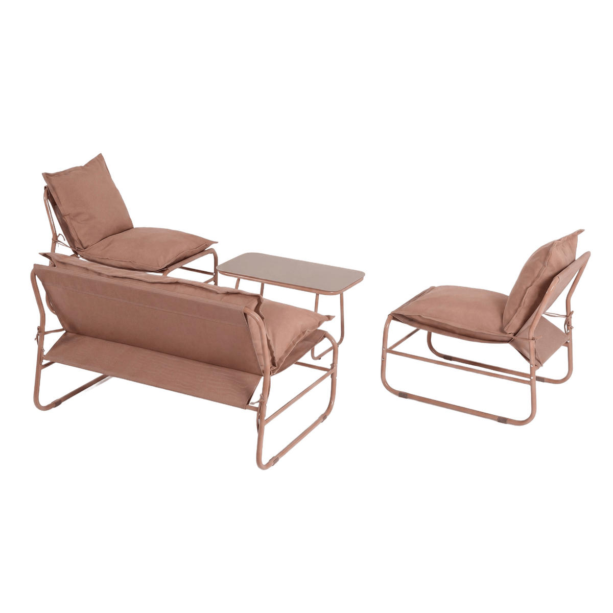 GARTENSET Braun 45/79/44 cm 4er-Set - Braun, Metall - Mobili Rebecca