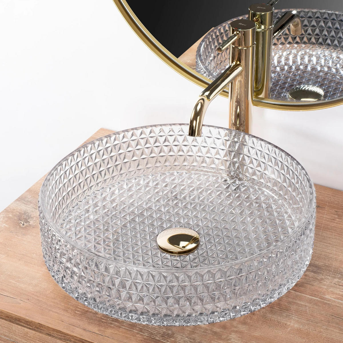 AUFSATZWASCHBECKEN Rea Cristal Transparent 39 - Transparent, Keramik (39/11.5/39cm) - REA