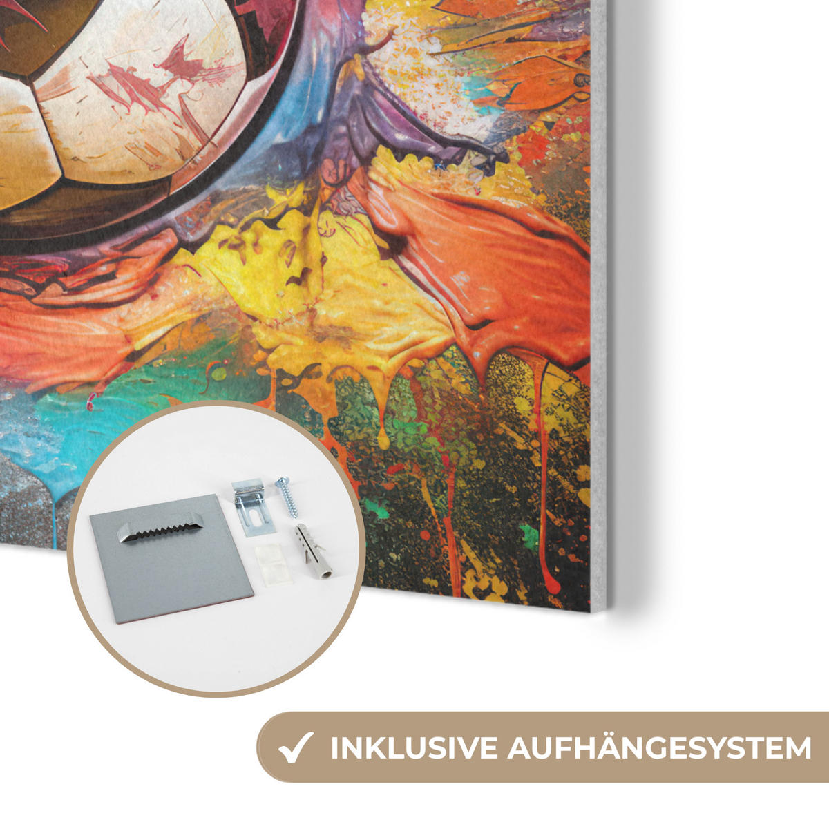 AKUSTIKPANEEL Fußball - Farbe - Farben - Schwarz - Weiß 90x90 cm - Weiß, Textil (90/0.9/90cm) - MuchoWow