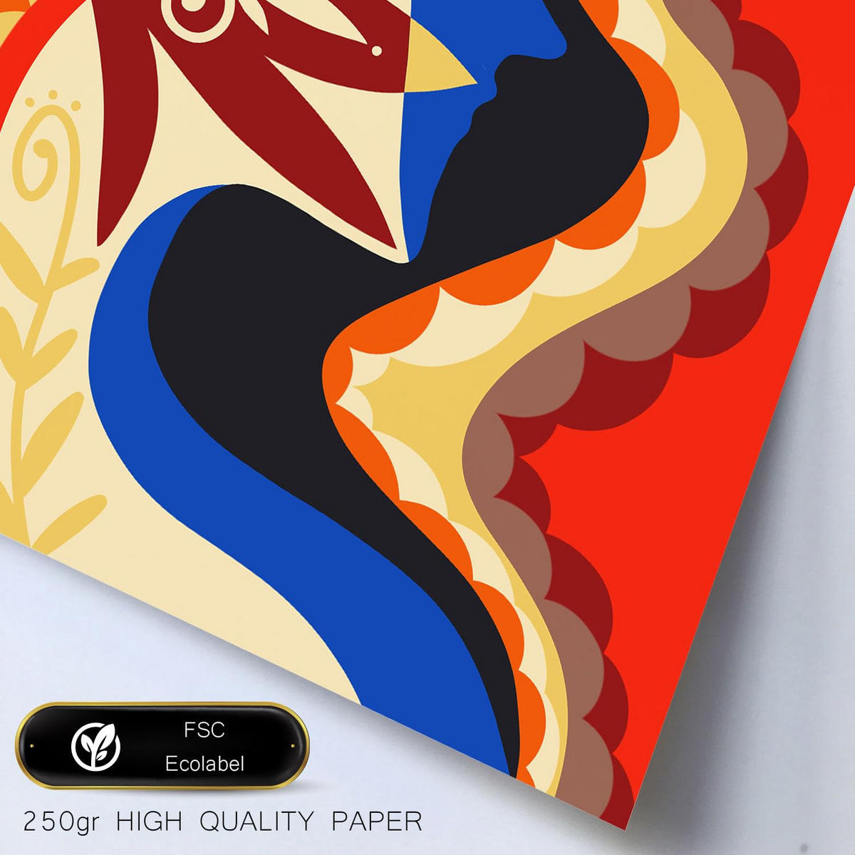 POSTER Set Mit 6 Rococo Arts 2 In Weibliche Zusammenfassung Ästhetische Dekorative Gemälde Für Ihr Wohnzimmer Zuhause A3 & A4 Rahmen Aus Hellem Holz - Beige, Papier (29/3cm) - Nacnic