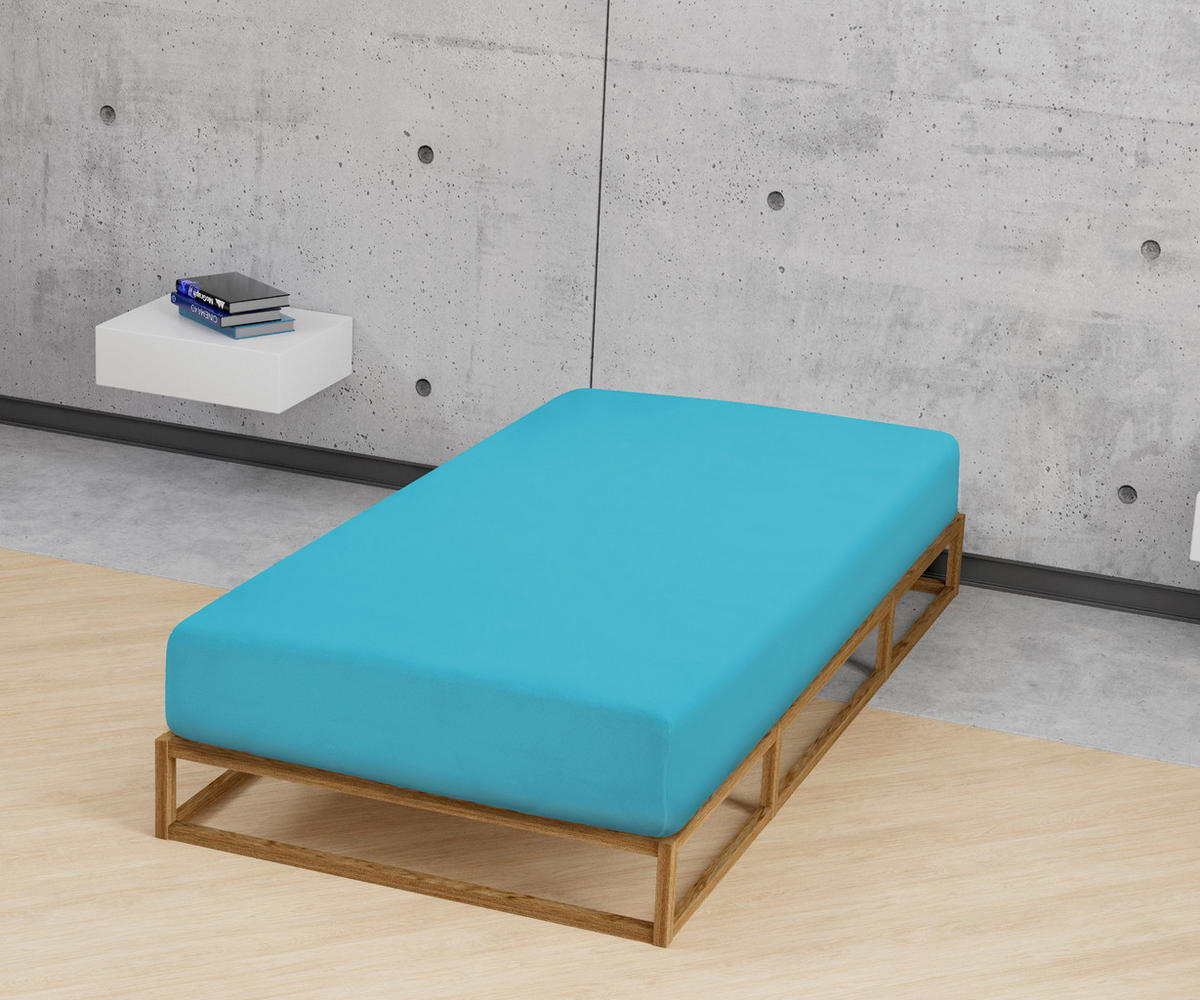 SPANNBETTTUCH Jersey türkis, 140x200 cm - 160x220 cm - Türkis, Textil (160/220cm) - biberna