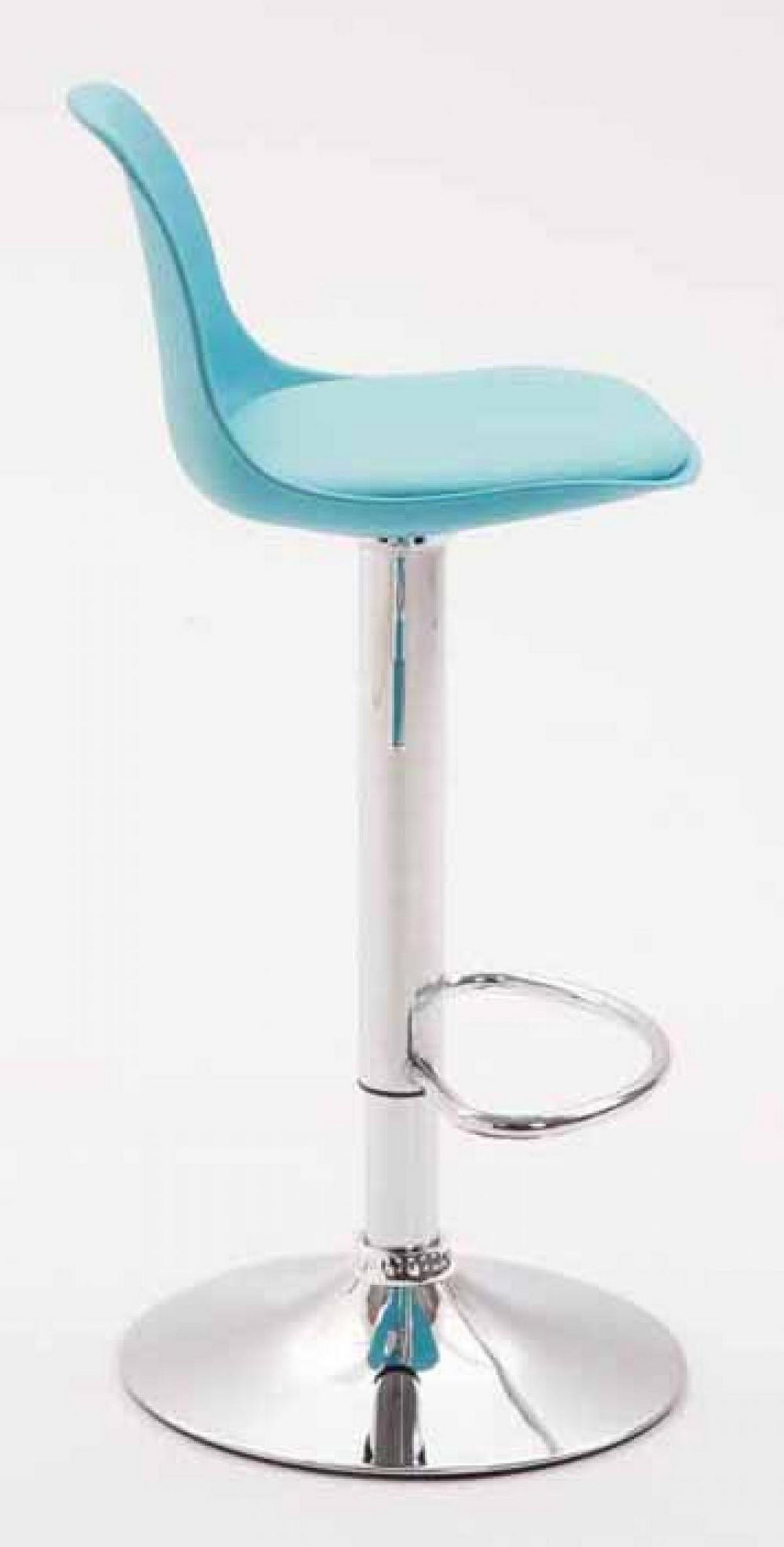BARHOCKER 2er Set Lederlook blau - Blau/Chromfarben, Kunststoff/Textil (39/82/43cm) - CLP