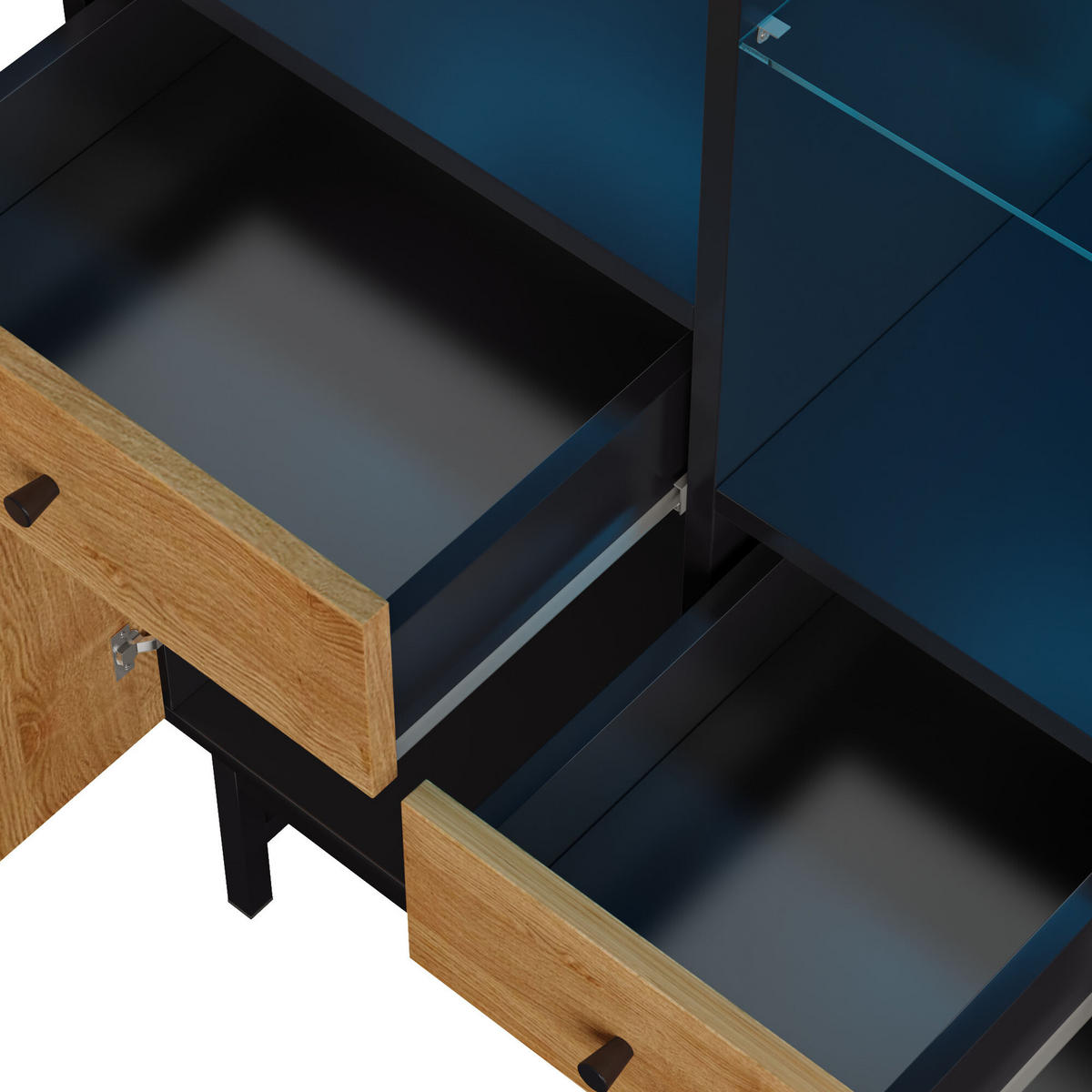 HIGHBOARD Schwarz und Holzoptik 80/40/150,5 cm - Schwarz, Holzwerkstoff (40/150.5/80cm) - Urban Meuble