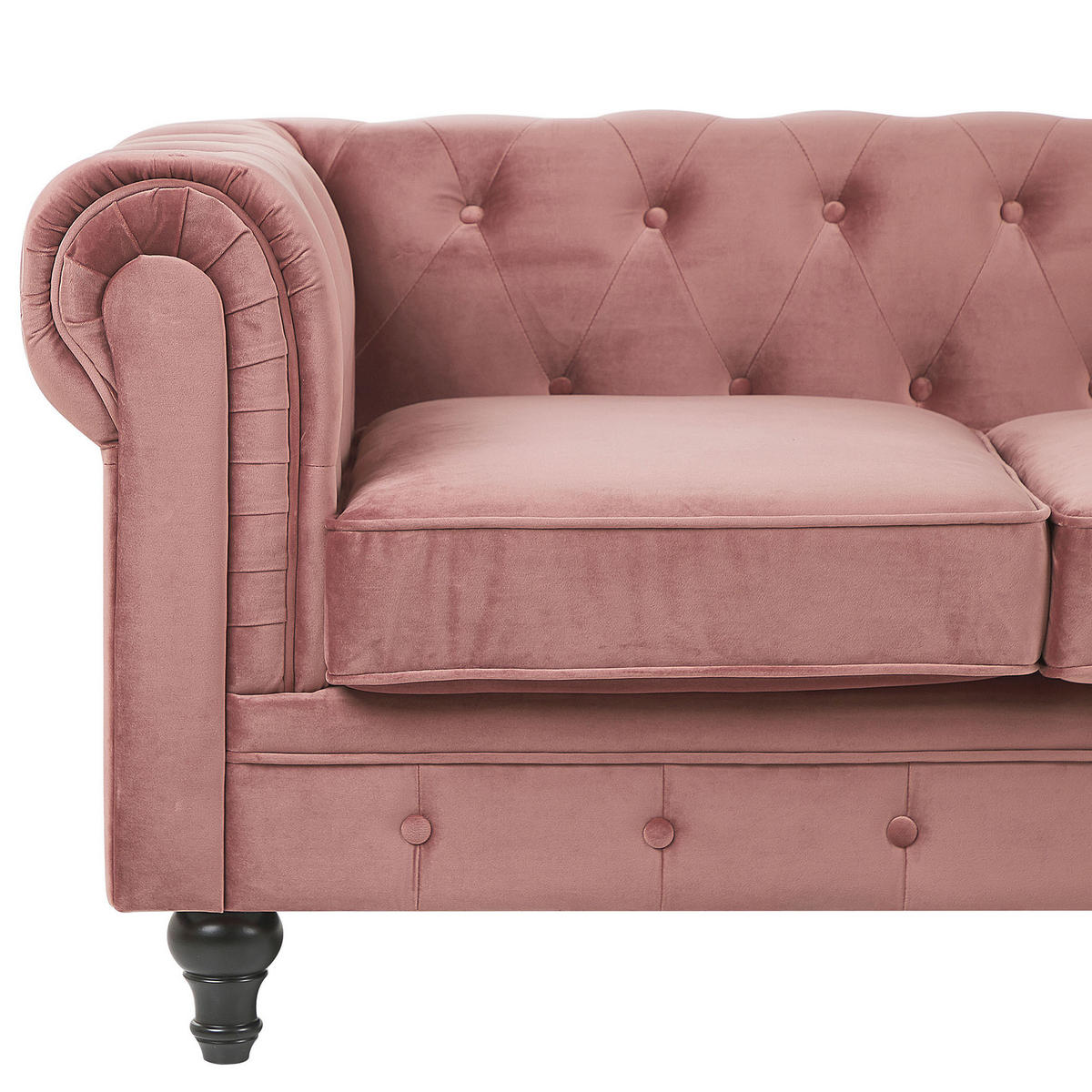 4-SITZER SOFA SET Samtstoff Rosa Chesterfield - Pink, Textil (201/70/75cm) - Beliani