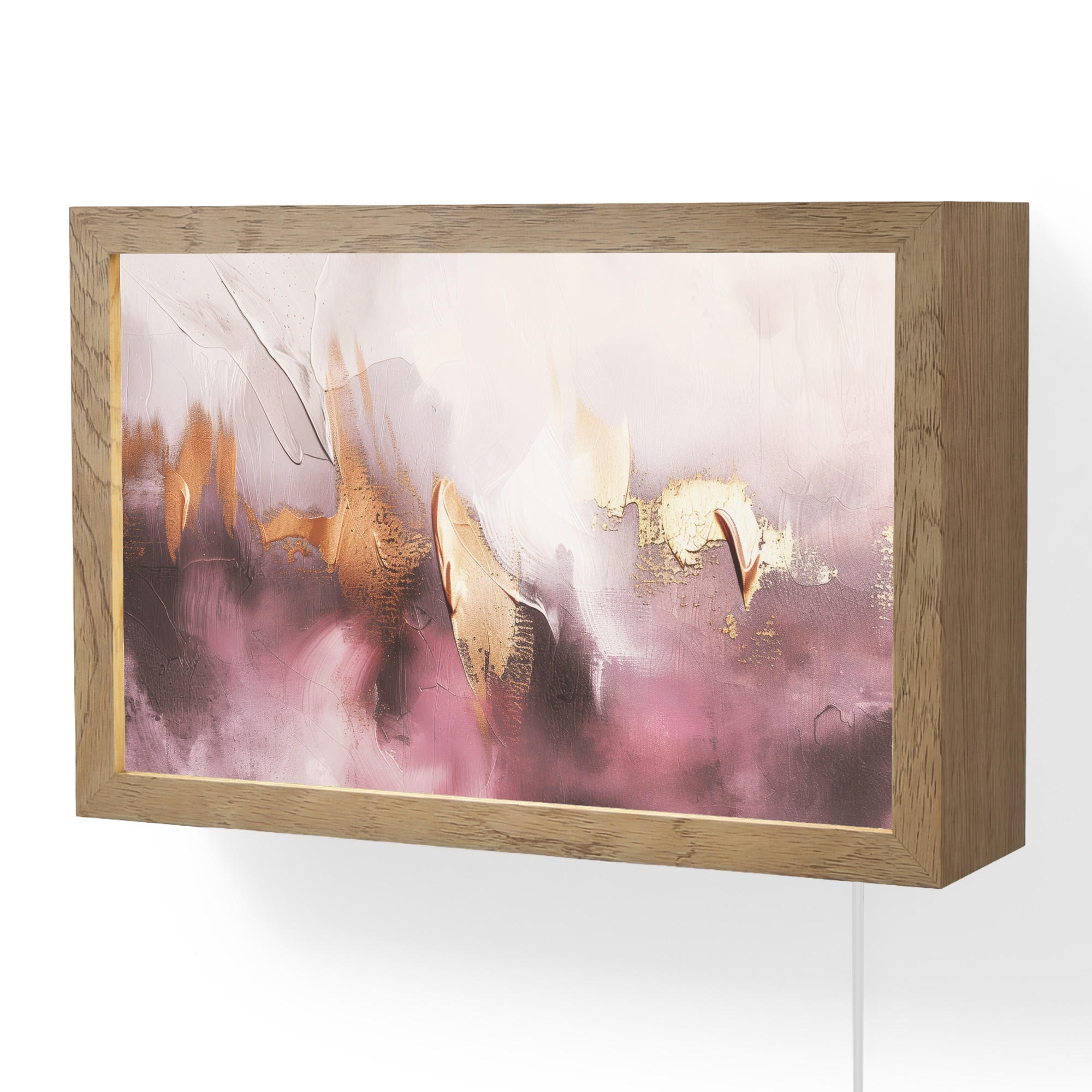 WANDLEUCHTE Lila - Abstrakt - Farbe - Gold 30x20 cm - Mauve, Holzwerkstoff (30/20/8cm) - OnlyWow