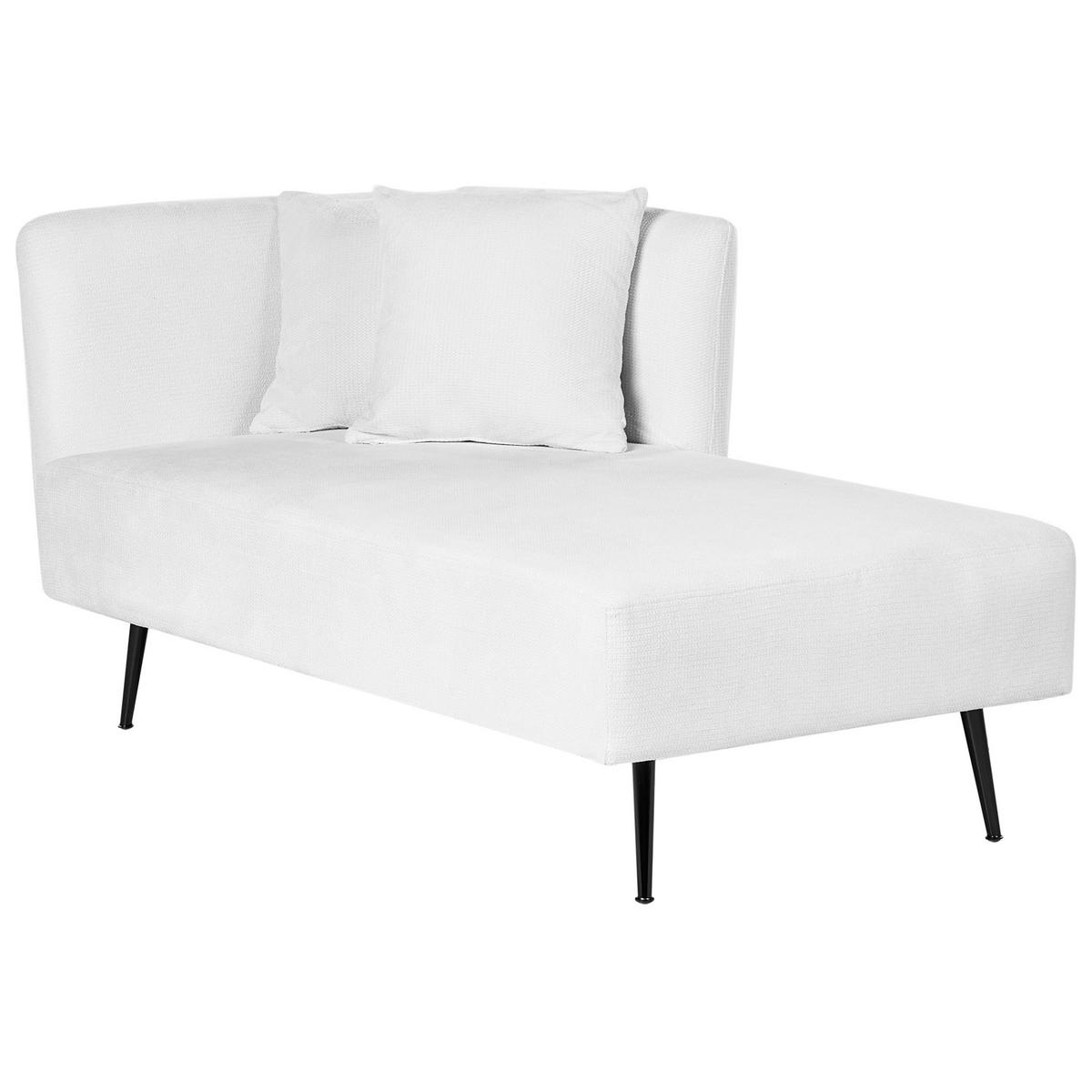 ČALOUNĚNÉ LEHÁTKO CHAISE LONGUE krémově bílé levostranné Riom - bílá/černá, textil (156/75/77cm) - Beliani