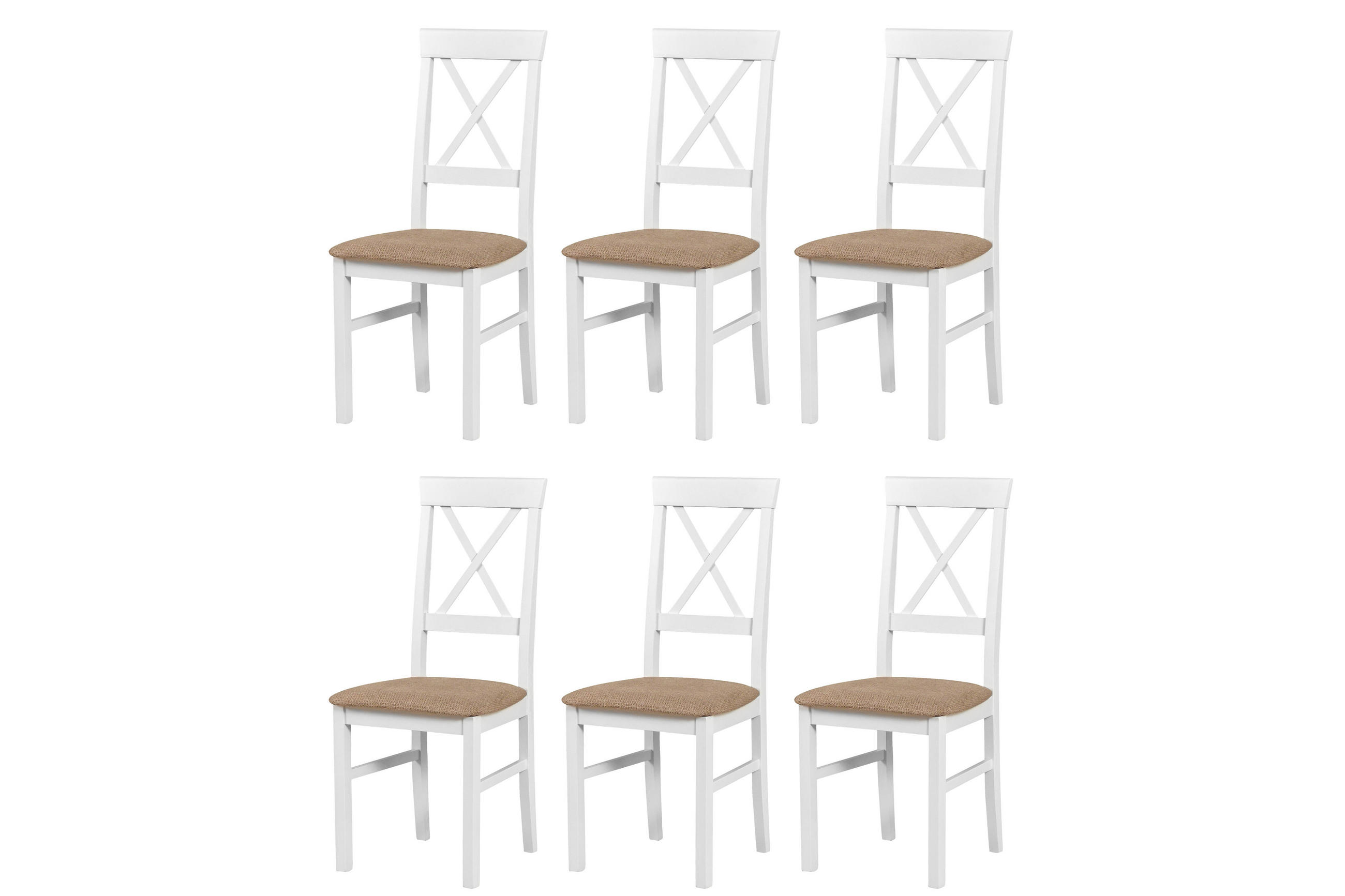 STUHL Nilo 14 (6er Set) - Beige/Weiß, Holz (43/94/40cm) - Leaf Design