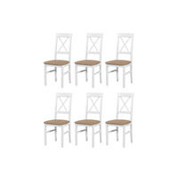 STUHL Nilo 14 (6er Set) - Beige/Weiß, Holz (43/94/40cm) - Leaf Design