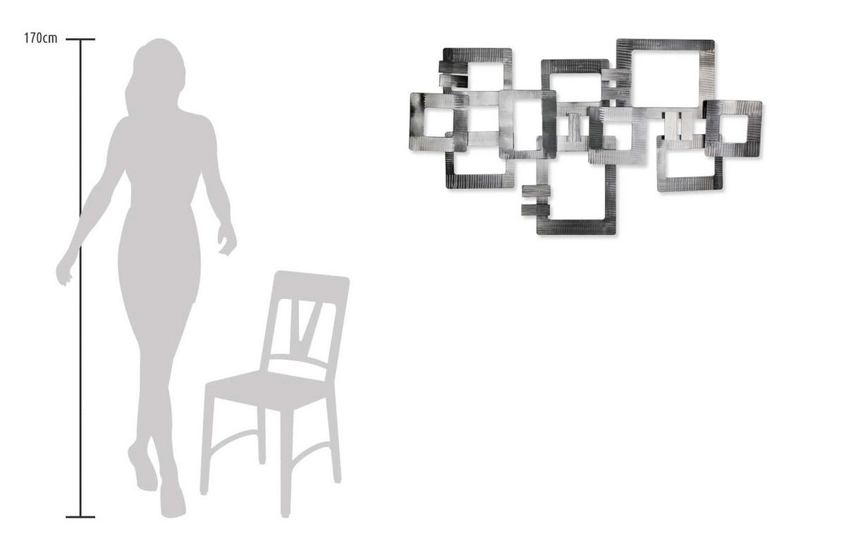 WANDDEKO Silber 110/64 cm - Silberfarben, Metall (2.6/64/7cm) - KUNSTLOFT