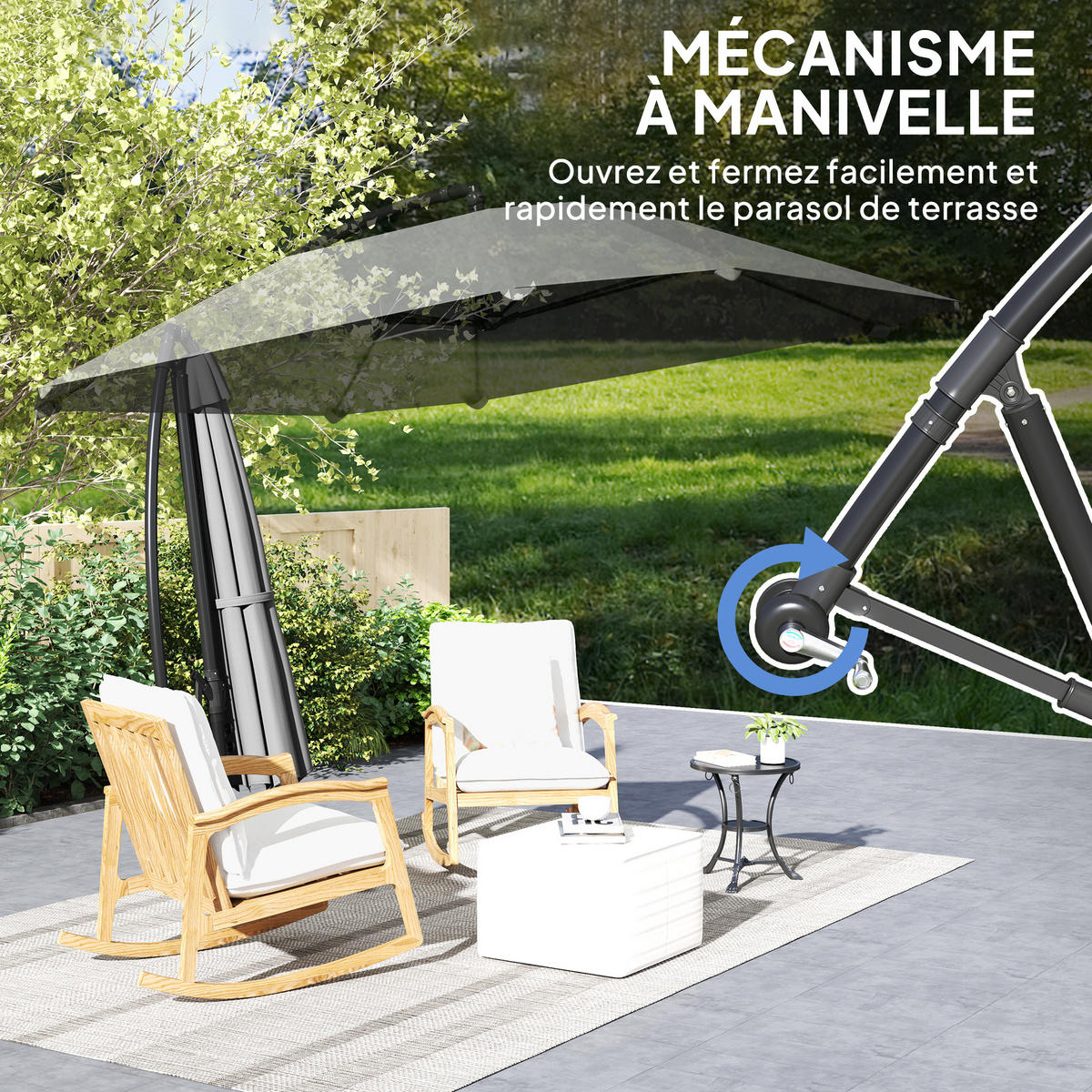 AMPELSCHIRM 300 cm DE-11586 Neigbar & 360°-schwenkbar Dunkelgrau - Dunkelgrau, Textil (260/304cm) - ComfortXL