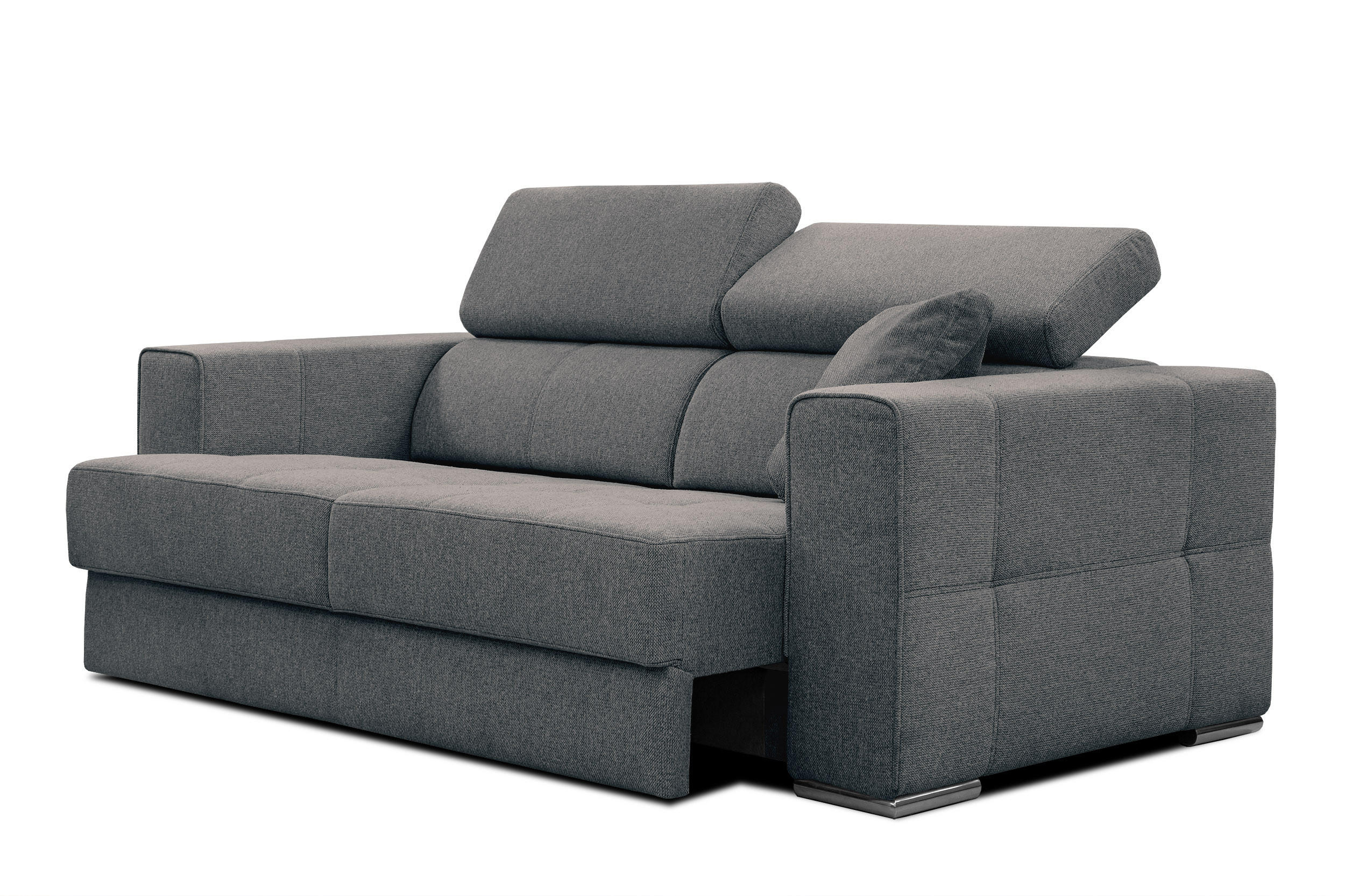 SOFA QUARTZ 3-Sitzer mit Ausziehsitz, dunkelgrau - Dunkelgrau, Holzwerkstoff/Textil (202/80/102cm) - Courtois Laville