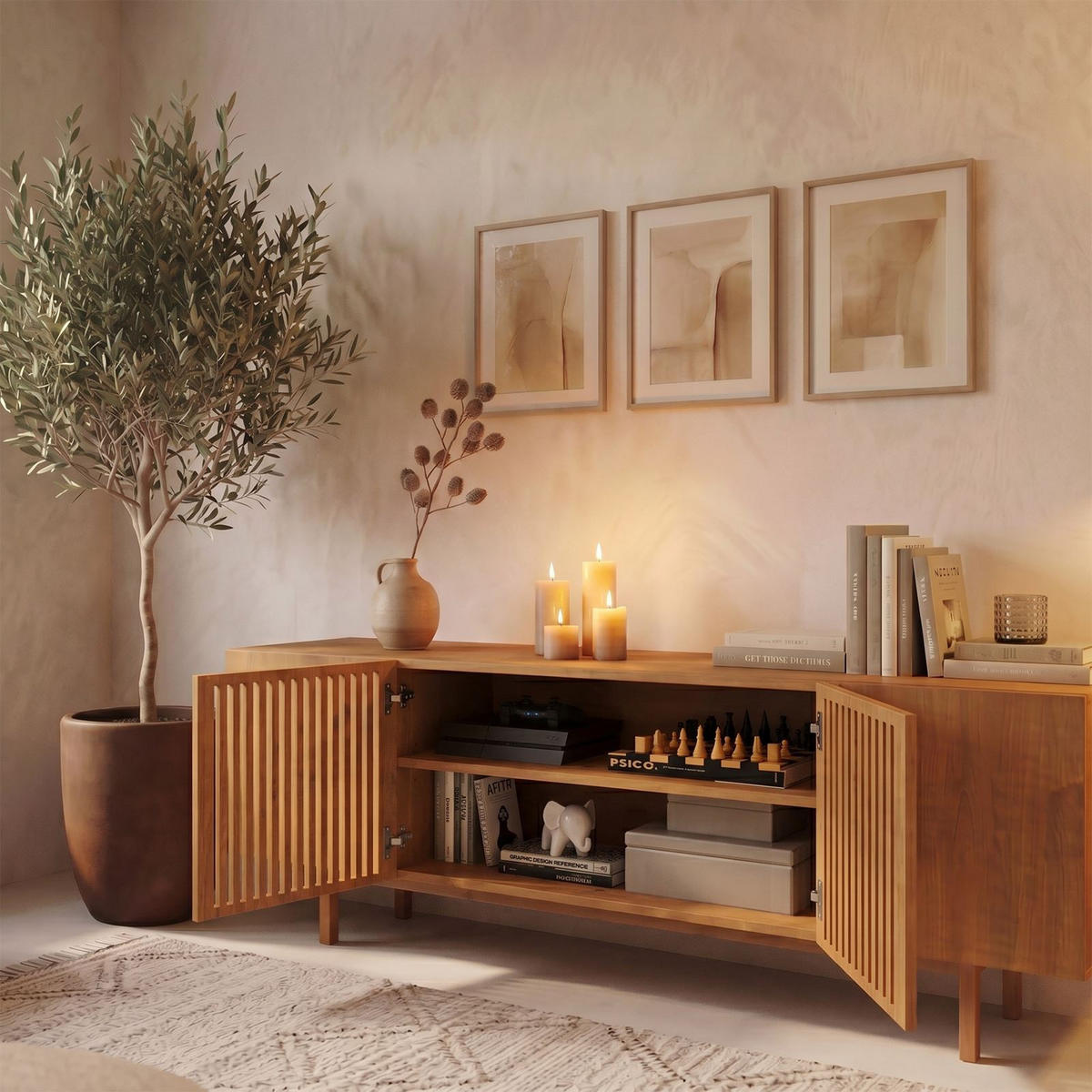LOWBOARD LINN Eiche - Eichefarben, Holz (180/55/40cm) - IDIMEX