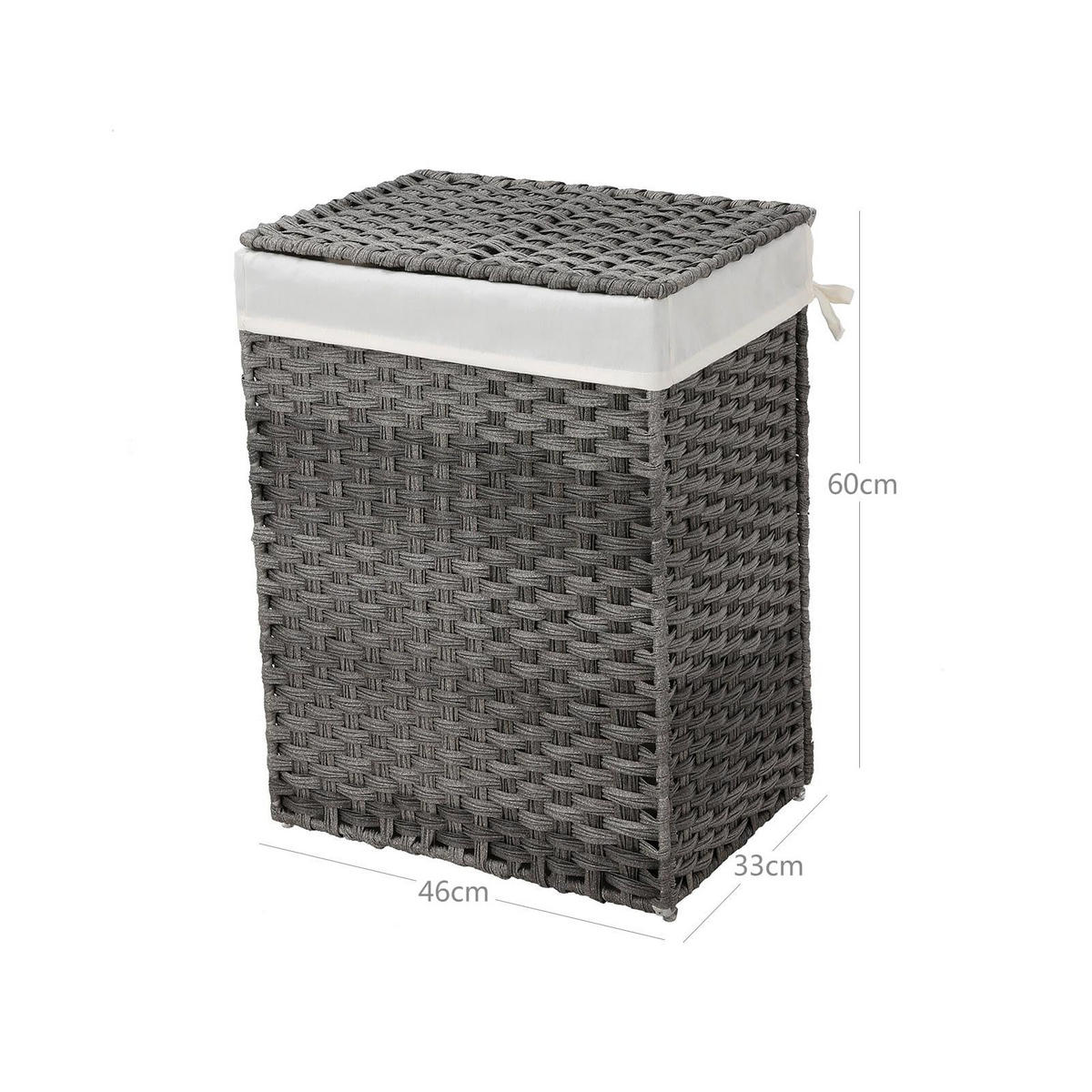 WÄSCHEKORB AUS POLYRATTAN - Grau, Kunststoff (33/60/46cm) - Hansiro