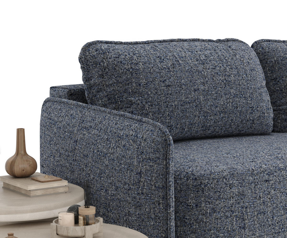 SCHLAFSOFA Mitsis Marineblau Webstoff - Schwarz/Dunkelblau, Holz/Holzwerkstoff (231/93/106cm) - Maison de Reve