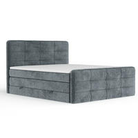 BOXSPRINGBETT Semplice Blau Grau 160/200 cm - Blaugrau/Schwarz, Holz/Holzwerkstoff (160/200cm) - Maison de Reve