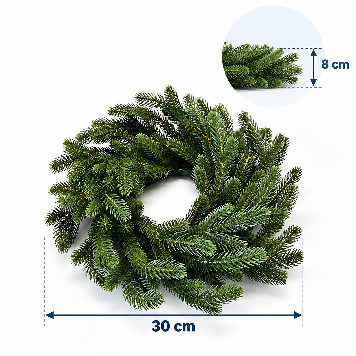 VĚNEC zelený adventní umělý PE vstřikování 30 cm - tmavě zelená, plast (8cm) - Relaxdays