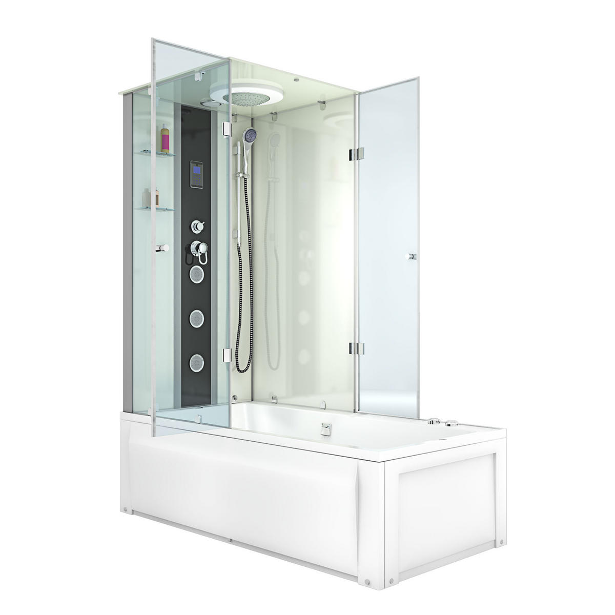 WHIRLPOOL Dusche Kombination K05-R01-WP-EC 90x180 cm - Weiß, Glas/Kunststoff (180/225/90cm) - AcquaVapore by Sandra Jentho
