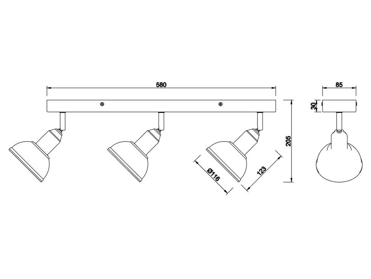 LED-DECKENSTRAHLER Breite 58cm, Holzbalken - Silberfarben/Naturfarben, Holz/Metall (11/58/21cm) - meineWunschleuchte