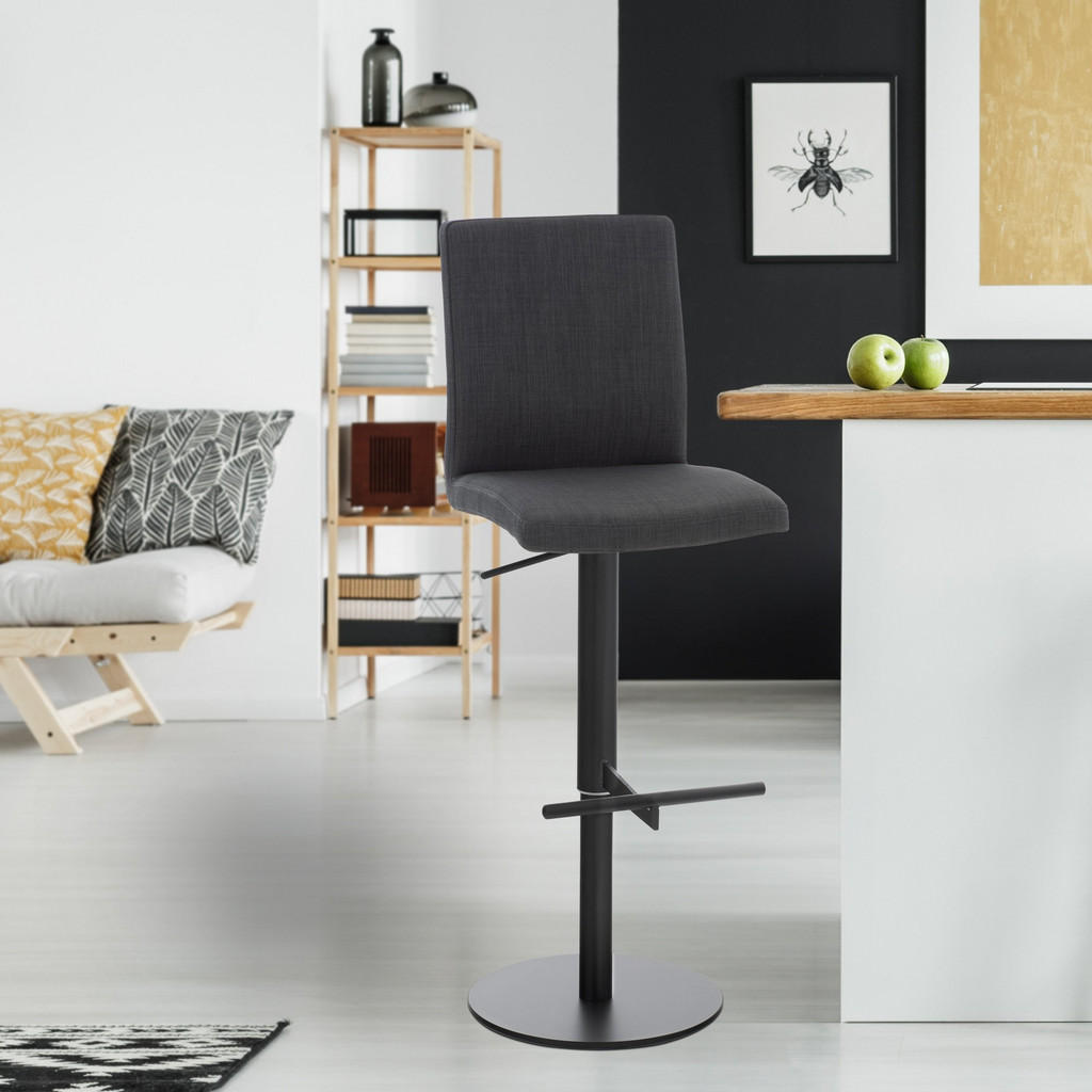 Thumbnail - CLP Barhocker, Dunkelgrau, Textil, 40x93x49 cm, Esszimmer, Barmöbel, Barhocker