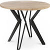 ESSTISCH Revena runder ausziehbarer, Sonoma Eiche 120-200/120/76 cm - Schwarz/Sonoma Eiche, Holzwerkstoff/Metall (120/120/76cm) - WFL GROUP