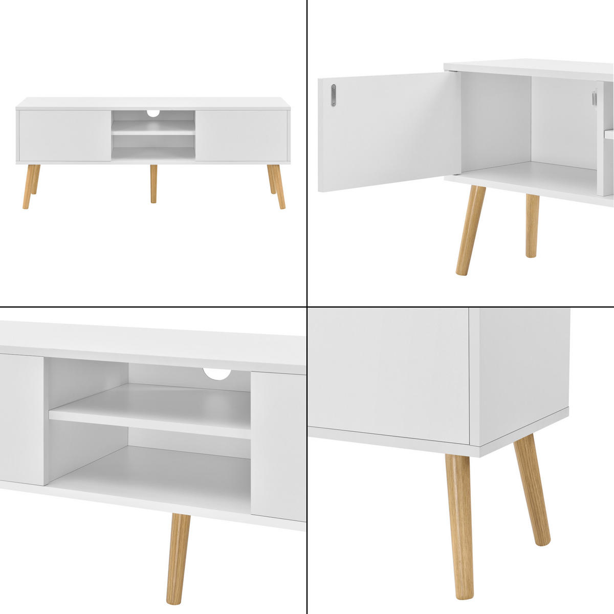 LOWBOARD Eskilstuna - Weiß, Holz/Holzwerkstoff (120/46.5/29.5cm) - [en.casa]