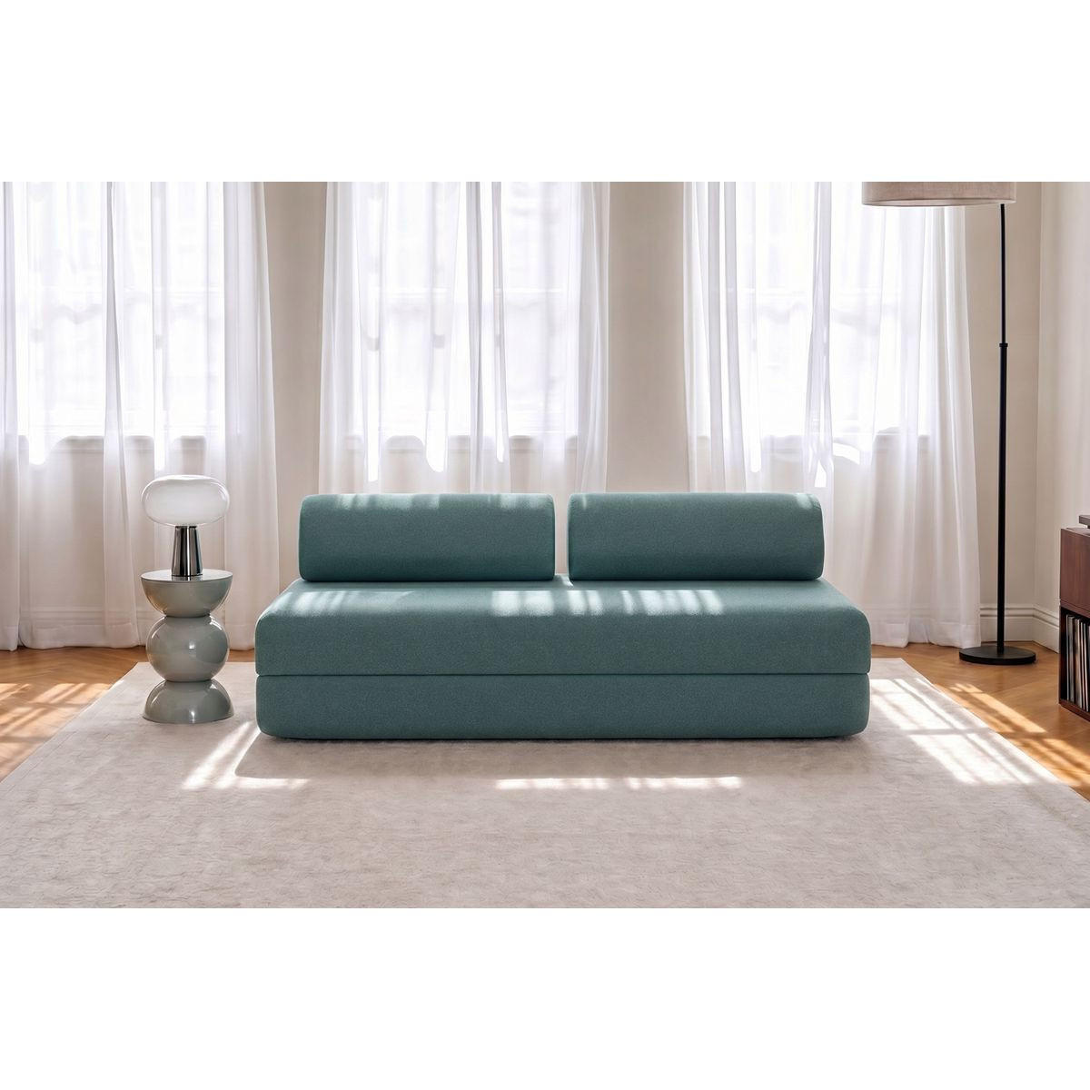 2-3-SITZER-SCHLAFSOFA aus glattem, grünem Stoff - Grün, Textil (95/70.5/190cm) - Kimo