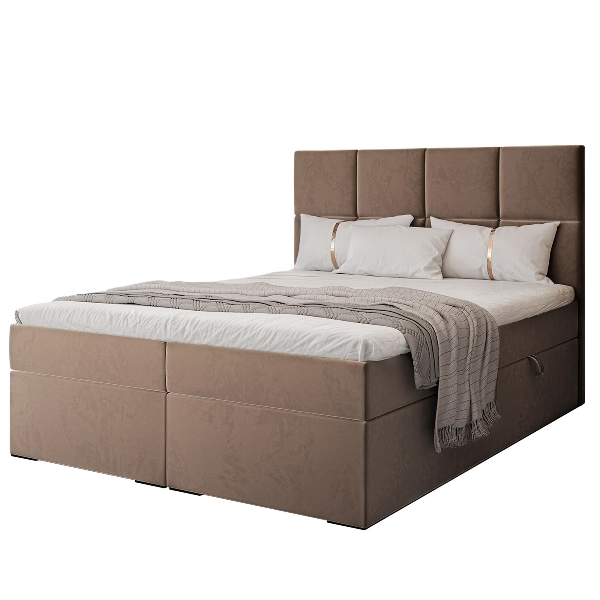 BOXBETT 120x200 cm mit Topper - Braun, Textil (120/200cm) - Idohome