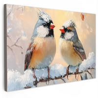 SLIKA NA PLATNU Ptice 30x20 cm - pastelno modra, tekstil (30/20cm) - MuchoWow