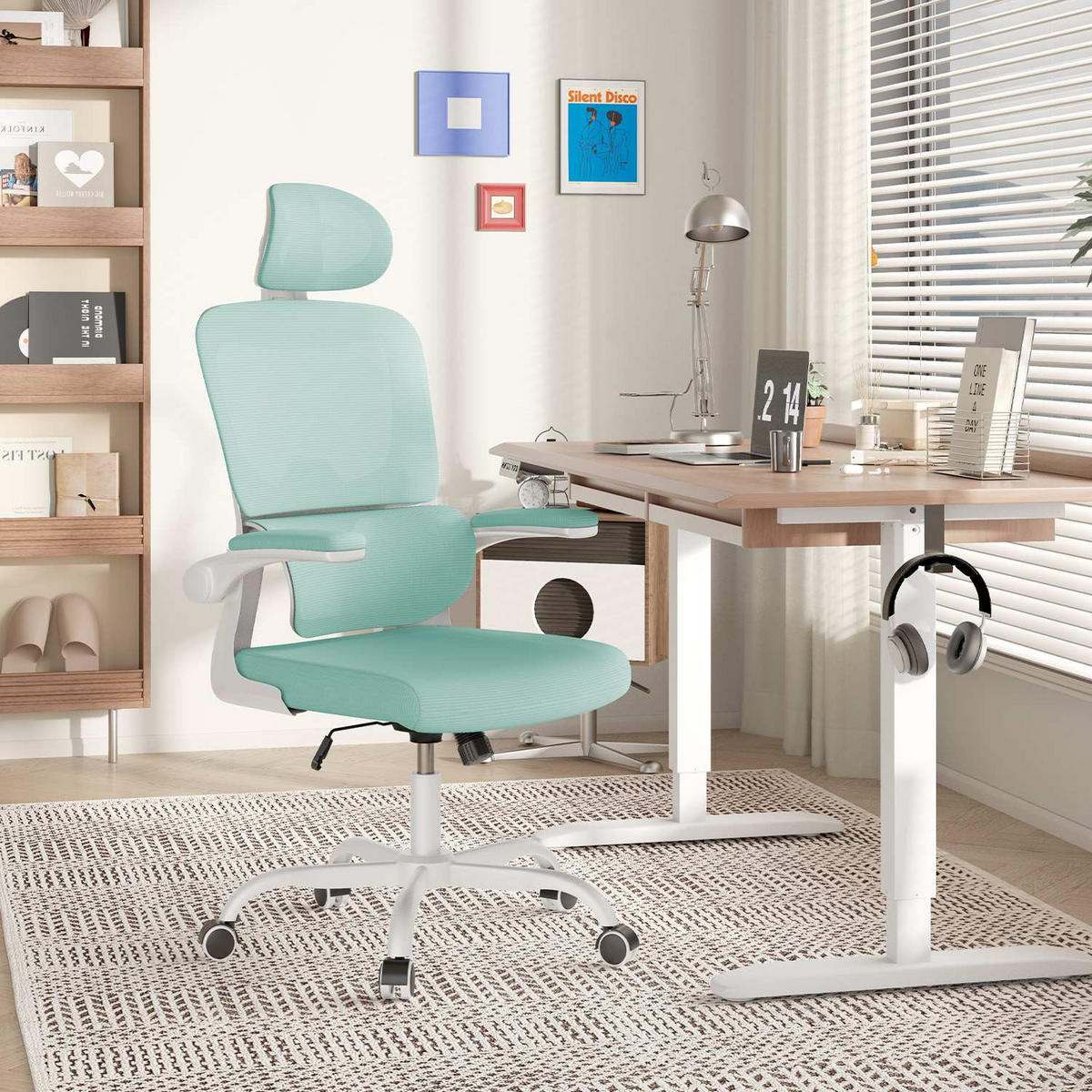 COMPUTERSTUHL drehbar, Wippfunktion – Grün - Grün, Metall (54/127/54cm) - Rattantree
