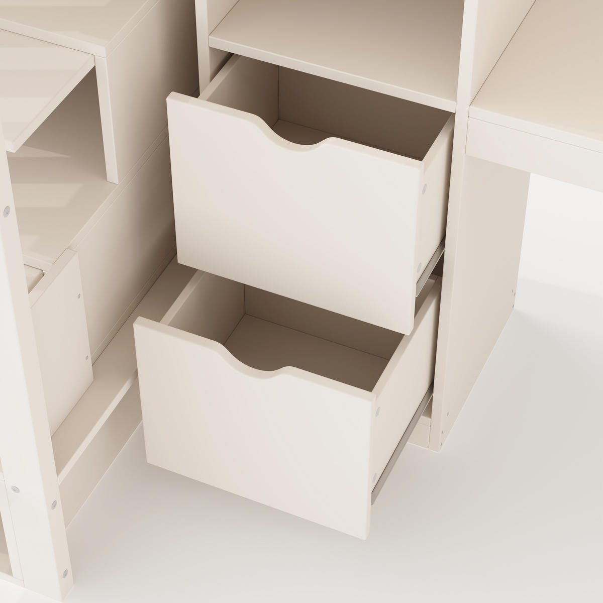 HOCHBETT 90/200 cm DE-32538 mit Treppenschrank und Eckschreibtisch Weiß - Weiß, Holz (90/200cm) - ComfortXL