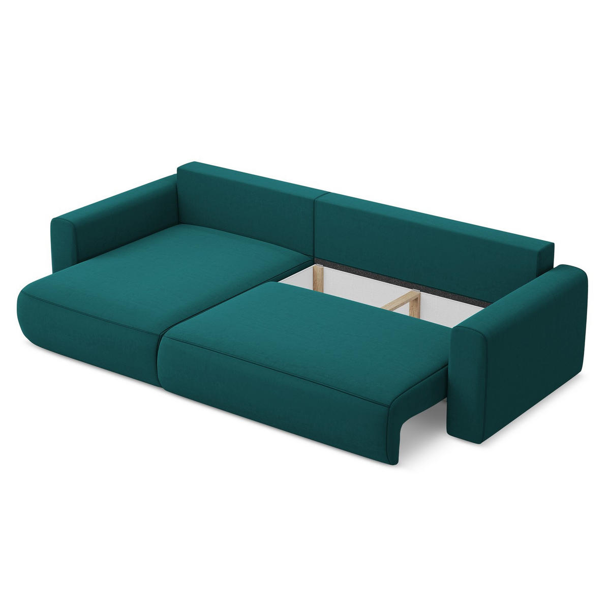 ECKSOFA mit Schlaffunktion Samt Stoff Blau - Blau/Petrol, Kunststoff/Textil (149/278cm) - LaMiaSofa