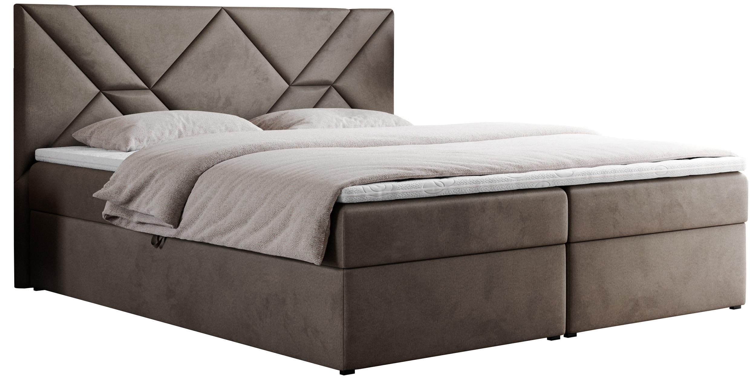 BOXBETT NEOMI 120/200 - Braun Velvet - H3 - Visco - Braun, Holz/Textil (120/200cm)