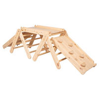 KLETTERDREIECK für Kinder mit Rutsche und Kletterwand - Set, Montessori, Natur - Beige, Holz (180/59/60cm) - MeowBaby