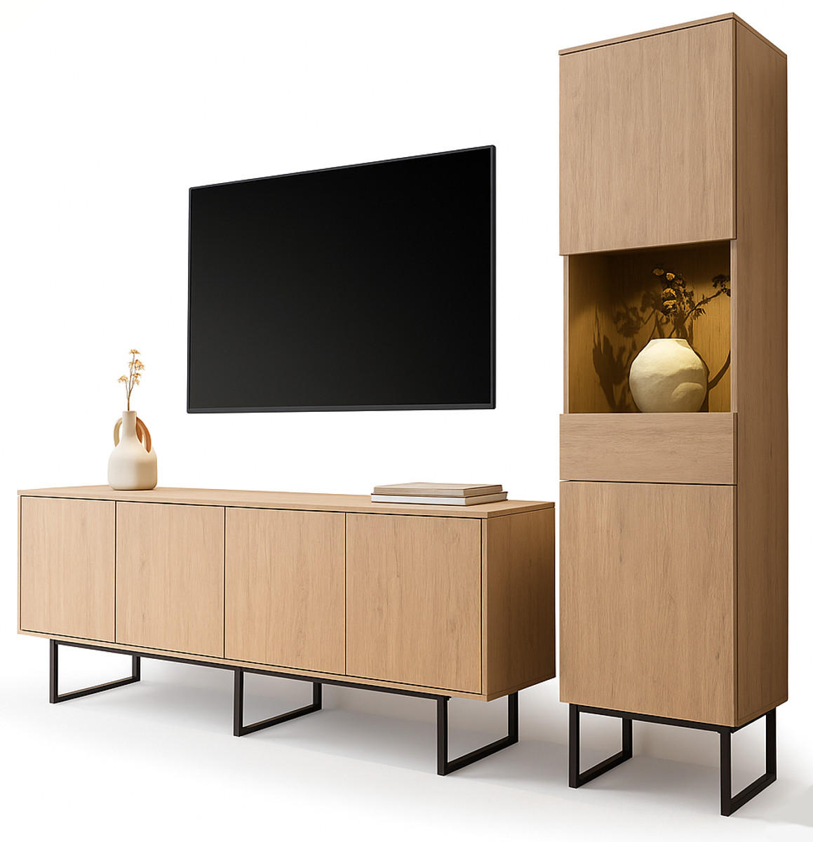 Furn.Design Wohnwand Eiche 270x200x40 cm
